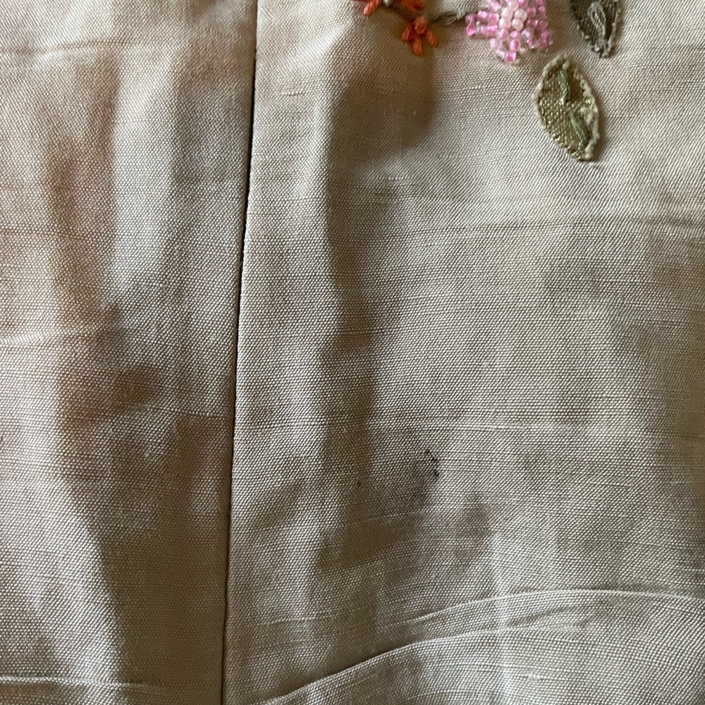 Ann Taylor floral embroidered Beige Silk Linen Skirt set - Picture 15 of 16